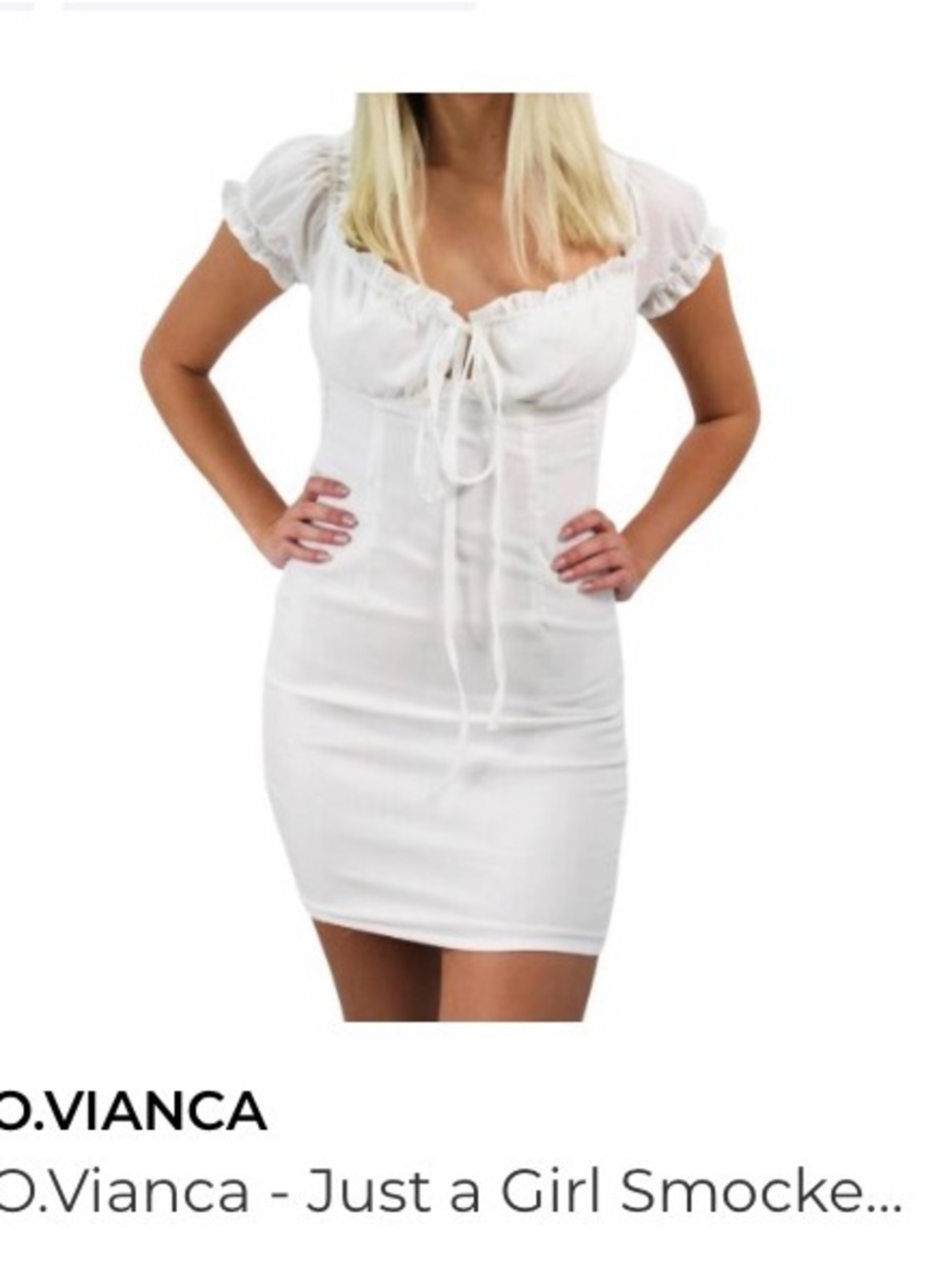 O. Vianca White Textured Tie-Front Dress